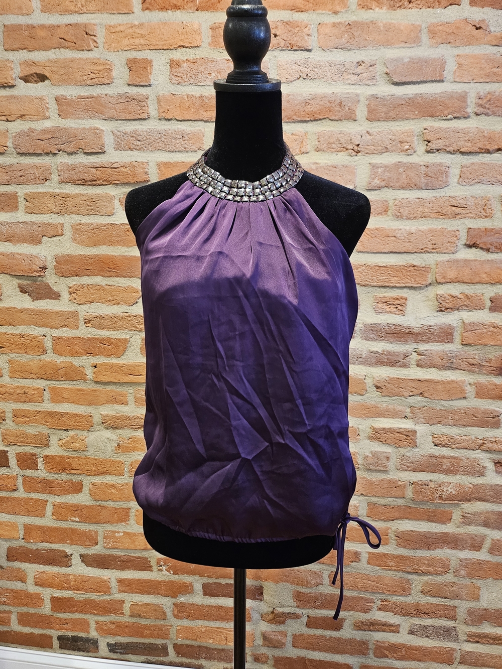 Charlotte Russe Purple Jeweled Halter Blouse